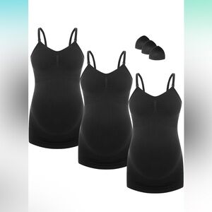 HOFISH Women's Seamless Maternity/Nursing Tanks with Built-in Bra Cami, set of 3